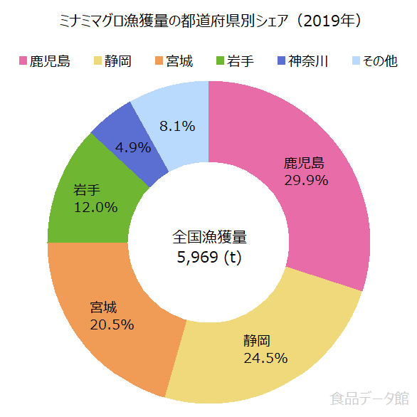 日本のミナミマグロ（インドマグロ）漁獲量の割合グラフ